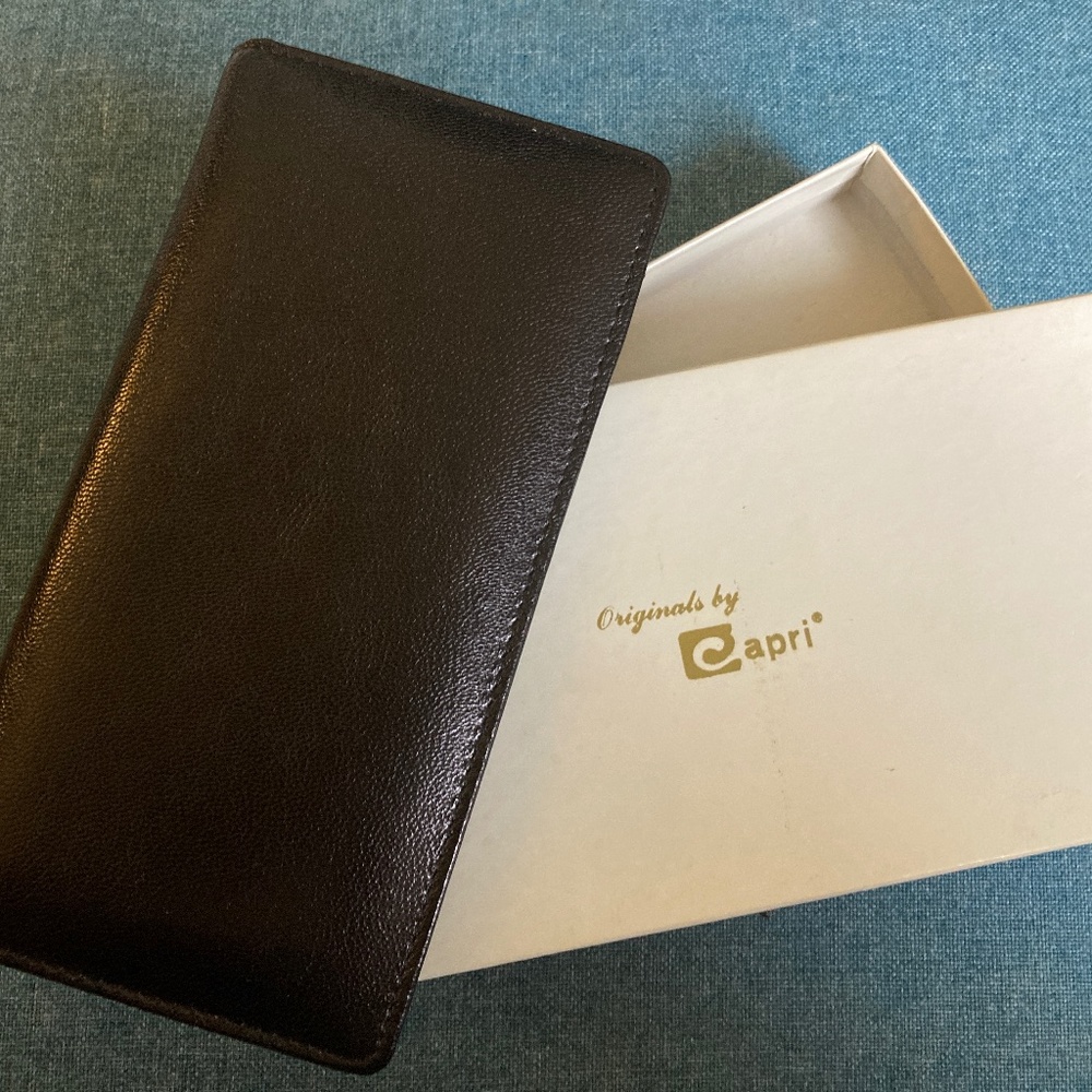 Leather Kid Skin Checkbook Men's Wallet